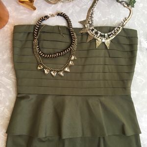 NEW Olive Green Peplum Dress